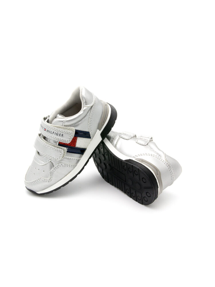 Sneakersy chłopięce niskie Tommy Hilfiger T3A4-30810-1068904 Srebrny